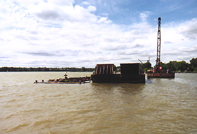 Sunken Barge west of gas dock