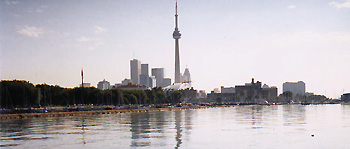 Toronto from Humber Bay looking along lakeshore Blvd.