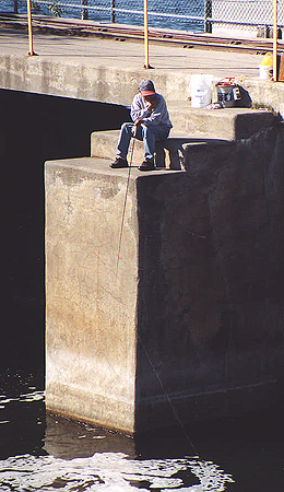 Fishing from the dam